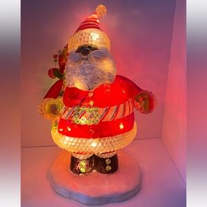 21” Santa W/Candis in his bag Sculpture Figurine Light-Up Christmas Decoration
